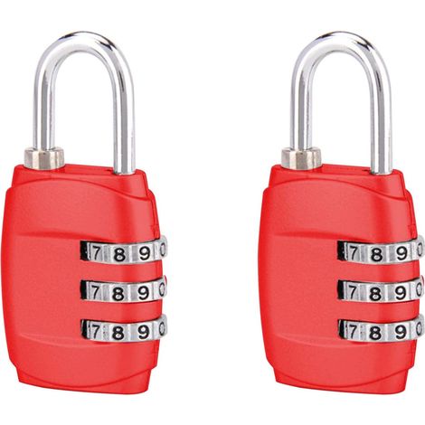 Lot de 2 cadenas à combinaison, cadenas à combinaison à 3 chiffres. Créez vos propres petits cadenas à combinaison pour la salle de sport, les valises, l'école, les portes (rouge).