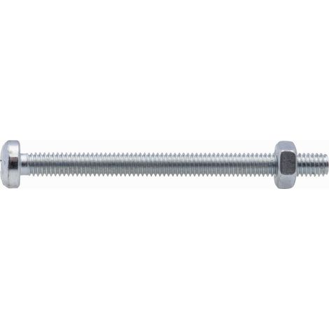 Vis à métaux zinguée tête cylindrique bombée PZ cruciforme Viswood Ø 6x50 mm (lot de 6 vis+écrou)