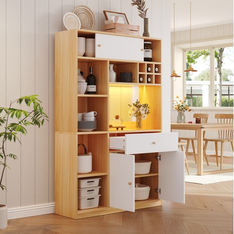 Küchenbuffet mit LED, 1 Schublade, 3 Türen, 115 x 35 x 180 cm OKMYHOME (1/5)