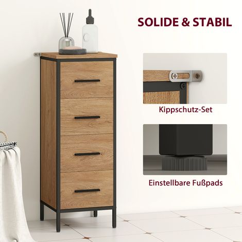 Gain de Place Efficace Meuble de Rangement 4 Tiroirs en Métal et Panneaux pour Salle de Bain Design Industriel (1/5)