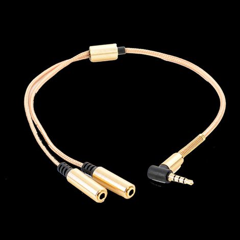 3.5mm to 3.5mm angled adapter for mobile phones, headphones, computers and pairs 1 to 2 splitter audio cable. (1/5)