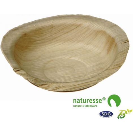 Assiette jetable ronde 12 cm en feuille de palmier - 200 pièces - Ecobioshopping