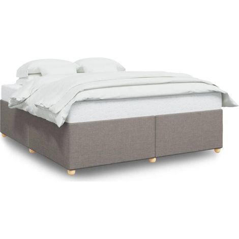 Lit double Lit adulte Cadre de lit sans matelas taupe 180x200 cm tissu (1/5)