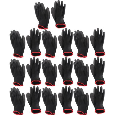 10 Paar antistatische, rutschfeste schwarze PU-Kleber-Nylon-Strickhandschuhe für die Maschinenwerkstatt (1/5)