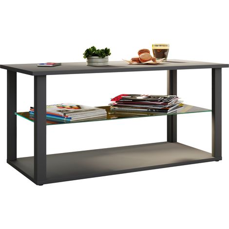 Holz Sofatisch Couchtisch Glas Wanilo L