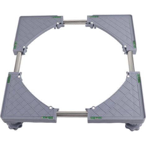 Support gris pour machine à laver, pieds réglables, socle stable 4 pieds, support de sol universel pour réfrigérateur et lave-linge. (1/5)