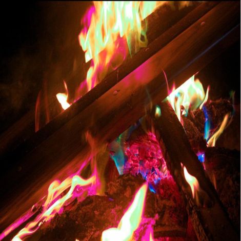 Lot de 4 sachets de poudre magique colorée pour flammes colorées, 30g, idéal pour fêtes, plages et feux de camp. (1/5)