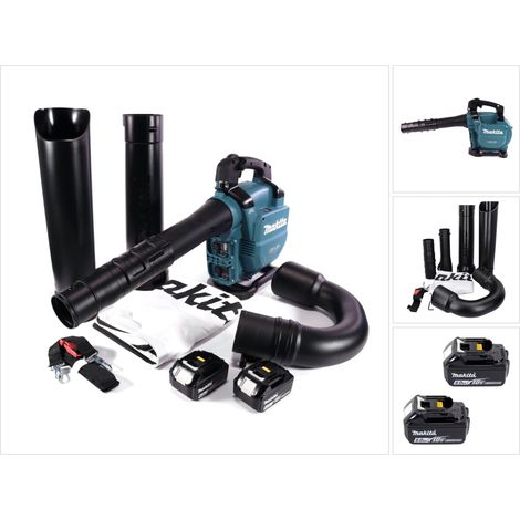 Makita DUB 363 G2V Akku Gebläse / Laubsauger 36 V ( 2x 18 V ) Brushless + Absaug Set + 2x Akku 6,0 Ah - ohne Ladegerät