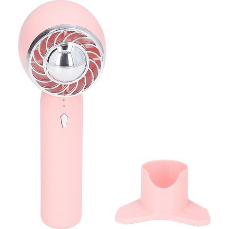 Tragbarer, pinkfarbener Ventilator, USB-aufladbar, 3 Geschwindigkeitsstufen, 2000 mAh, ideal für Reisen, Schule und Büro. (1/5)