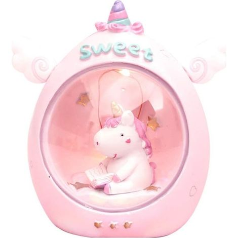Lampe de bureau licorne mignonne pour chambre de fille, veilleuse (Livre Licorne rose Redding) (1/5)