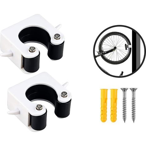 Set di 2 supporti da parete per mountain bike con anello di parcheggio per mountain bike da 4,4 a 5,7 cm di larghezza – Nero