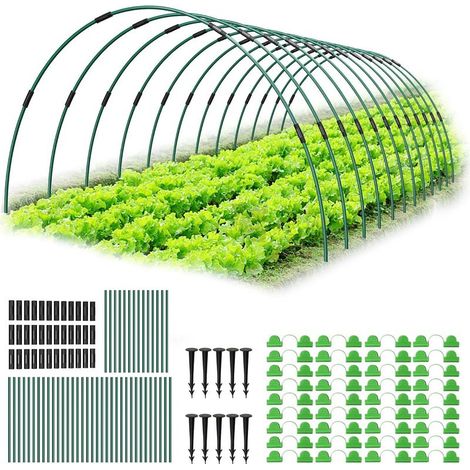 Lot de 60 Arceaux pour Serre Tunnel, Piquets en Fibre de Verre Antirouille Ajustables 41 cm, Kit Protection Plantes Jardinage DIY (1/5)