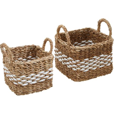 Premier Housewares Set of Two Square Seagrass Baskets (1/5)
