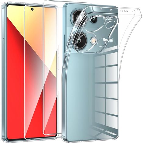Coque pour Xiaomi Redmi Note 13 Pro 4G avec 2 Pièces Protection Écran en Verre Trempé, Ultra Transparent Silicone en Gel TPU Souple pour Redmi Note 13 Pro Couqe, Antichoc Anti-Jaune Etui Bumper (1/5)