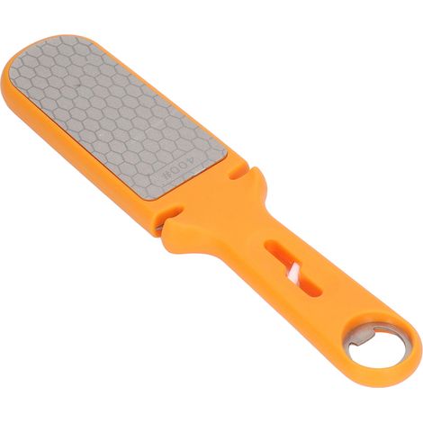 Outil d'affûtage multifonctionnel double face 6 en 1 avec abrasif céramique, ciseaux d'affûtage multi-usages, tige d'affûtage et pierre à affûter à traîner (orange) (1/5)