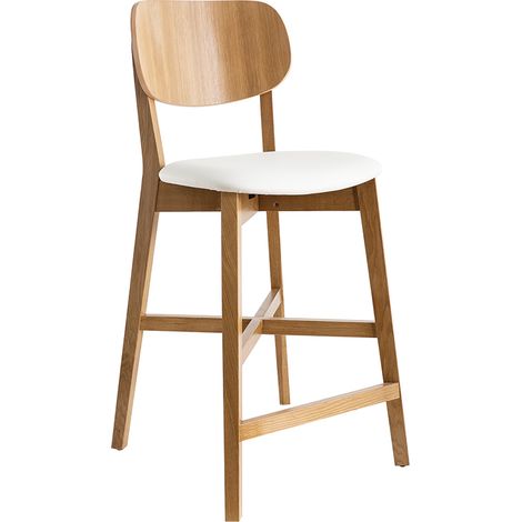 Sgabello da bar rovere e sedile bianco H65 cm LUCIA