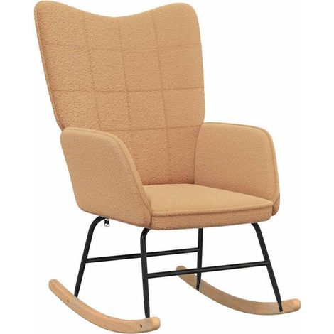 Fauteuil à bascule en peluche de mouton – Siège berçant doux et confortable pour salon, chambre ou bureau – Design moderne beige (1/5)