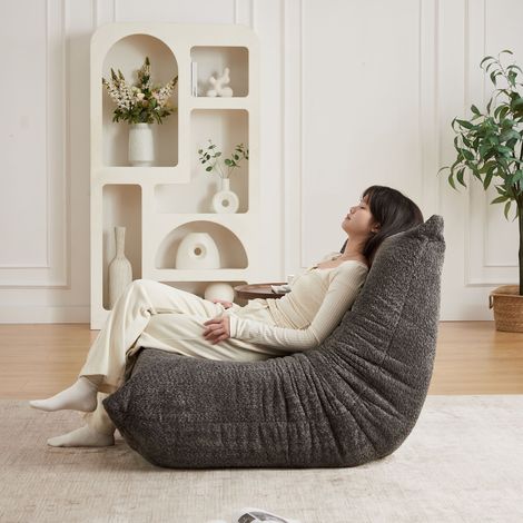 Canapé Togo en chenille, fauteuil lounge de sol, fauteuil d'accent sans accoudoirs, canapé pouf, chaise lounge Togo pour cheminée avec mousse à mémoire de forme, canapé de sol confortable pour salon, (1/5)