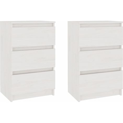 Set di 2 comodini con 3 cassetti 40 x 29,5 x 64 cm in legno di pino bianco DEC034882
