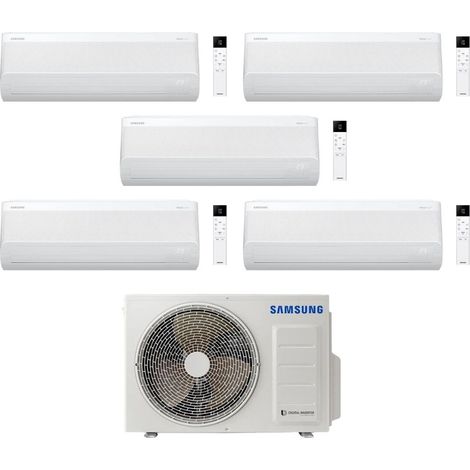 Samsung Climatizzatore Penta Split Cebu S2 7+9+9+9+9 con AJ100TXJ5KG/EU Inverter Wi-Fi Classe A++