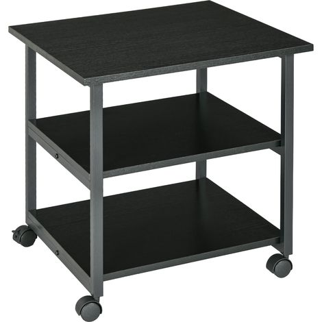 Support d'imprimante desserte de rangement 3 niveaux étagères mobile sur roulettes 50 x 50 x 52,5 cm (1/5)