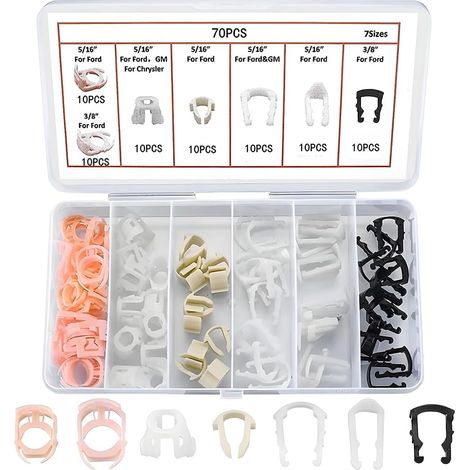 70 Pièces Collier De Serrage, Clips Maintien La Réparation La Conduite-Carburant, Kit Collier Retenue Conduites Carburant 3/8 Po 5/16 Po (1/5)
