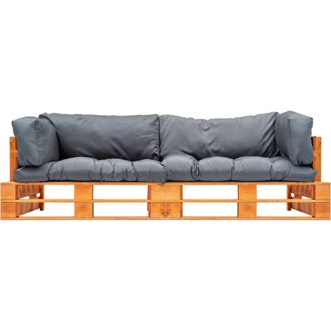 Maison Exclusive - Set Divani da Giardino Pallet 2pz con Cuscini Grigi Legno Pino (1/5)