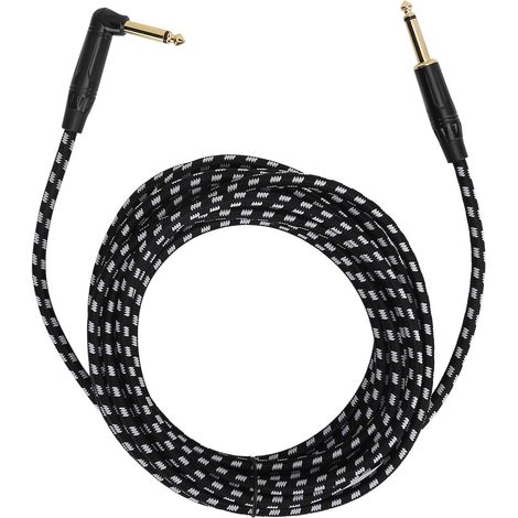 Câble audio guitare JORINDO 6M, jack 6,35mm pour ampli guitare électrique, fiche plaquée or avec coque noire, cordon instrument JD6220 (1/5)