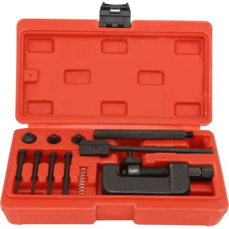 Ensemble d'outils de vélo de moto de riveteuse de lien de séparateur de disjoncteur de chaîne pour le rivetage de chaîne de réparation 428 525 530 c (1/5)