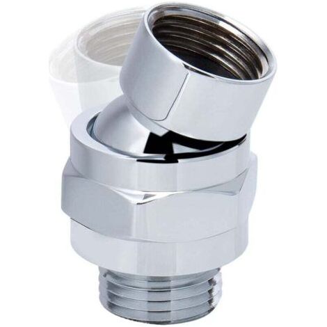 Adaptateur de pommeau de douche pivotant, connecteur de douche en laiton massif, rotule, extension de bras de douche universelle réglable (finition chromée)