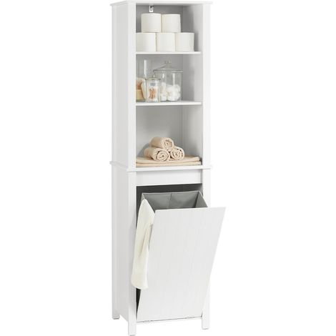 Armario Alto baño Mueble Columna de baño con 3 estantes y 1 cesto 45 x 35 x 171 cm Blanco BZR102-W SoBuy ES (1/5)