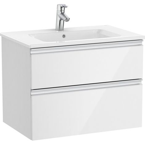 Pack Unik meuble bas avec deux tiroirs + lavabo central THE GAP - ROCA Couleur : Blanc brillant - Dimensions : 705x460x537 mm (1/3)