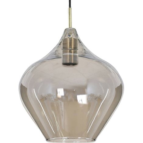 Light & Living - hängeleuchte - Rakel - bronze - glas rauchglas -