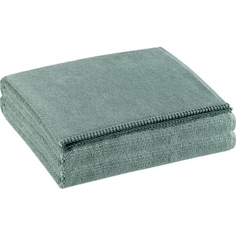 Drap de bain absorbant en coton éponge grain de riz vert sauge 90 x 150 cm - PANGIVO (1/2)
