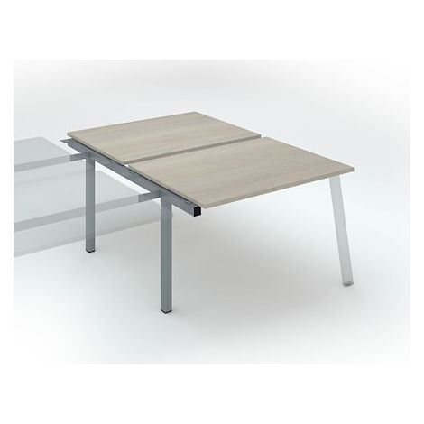 Pôle de 2 bureaux droits chêne gris L 120 x P 80 cm, piétement métal aluminium - Arch - Elément suivant - Maxiburo