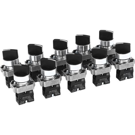 Lot de 10 interrupteurs à bouton rotatif autobloquants à 2 positions (1 NO) pour la commande de machines (1/5)