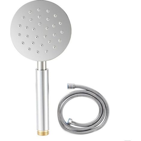 Pommeau de douche rond haute pression G1/2in, flexible inclus, système de douche complet, confort et économie d'eau (1/5)
