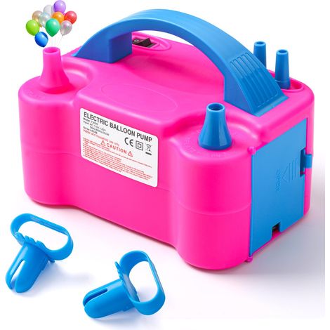 Pompe électrique pour gonfler les ballons, pompe à air portable automatique à double buse, 110 V 600 W, avec outil de nouage, rouge rose. (1/5)
