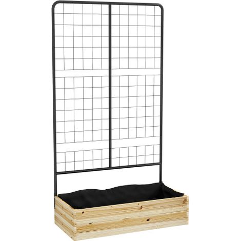 Hochbeet mit Rankhilfe Pflanzkasten Naturholz Kräuterbeet Blumenkasten Garten Balkon 80 x 38 x 145 cm