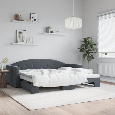 Tagesbett Ausziehbar Dunkelgrau 90x200 cm Samt vidaXL (1/5)