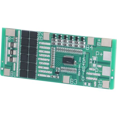 Carte de protection de batterie au lithium 6S 40A (BMS), carte de protection des cellules de batterie, équilibreur pour bande d'éclairage solaire (1/5)