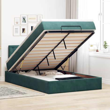 vidaXL Lit ottoman avec matelas vert foncé 120x190 cm velours (1/5)