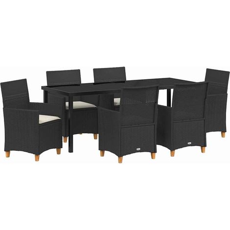 Maison Exclusive - Set da Pranzo per Giardino 7 pcs Nero polyrattan