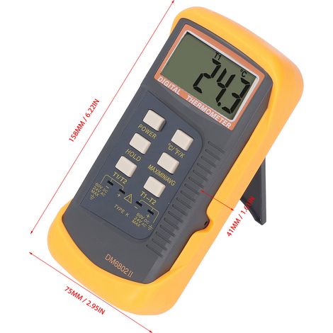 Thermomètre numérique digital double canal Type K -58°F à 2498°F pour mesure de température industrielle (1/5)