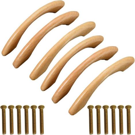 Poignée De Meuble - Poignée En Bois Forme Arc - 128 mm - Pour Porte Placard Tiroir Garde-Robe - 6 Pièces (1/5)