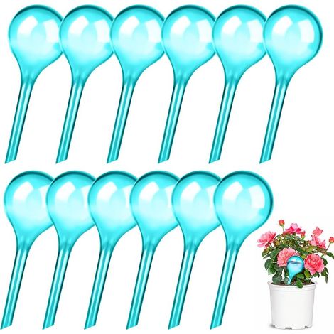 Lot de 12 boules d'arrosage pour plantes - Bleu lac - 70 ml - Système d'irrigation automatique - 13 x 5 cm - Distributeur d'eau pour l'intérieur et l'extérieur (1/5)