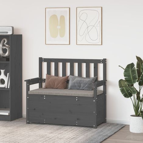 Sitzbank Grau 112,5x51,5x96,5 cm Massivholz Kiefer