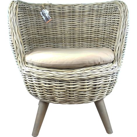 VAN DER LEEDEN Balkon & Garten Rattansessel Jakarta Grau Ø ca. 80 cm (1/5)