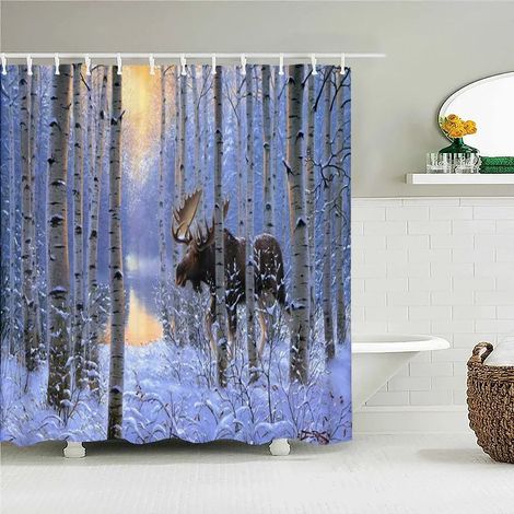 Filiyano-Rideau de douche à motif forêt et paysage naturel, impression 3D, tissu polyester lavable avec crochets, paravent décoratif pour la maison, L