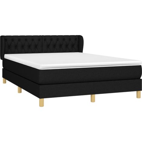 Lattenrostbett mit Matratze Schwarz 140x200 cm Stoff (1/4)